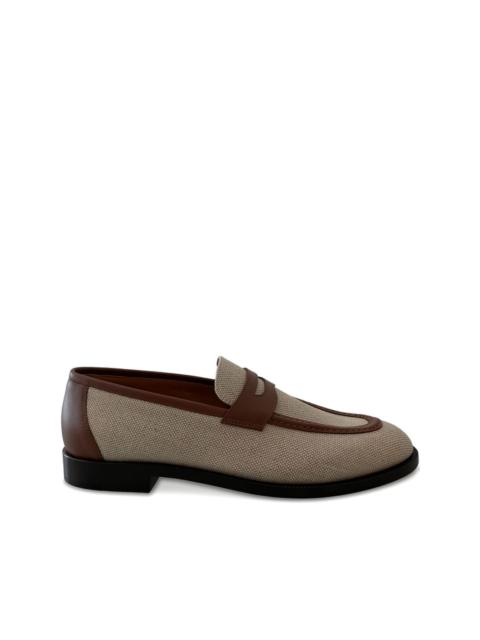 Sergio leather-trimmed canvas loafers