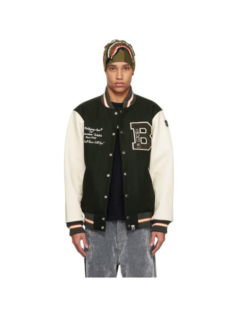 Green Bape Varsity Bomber Jacket