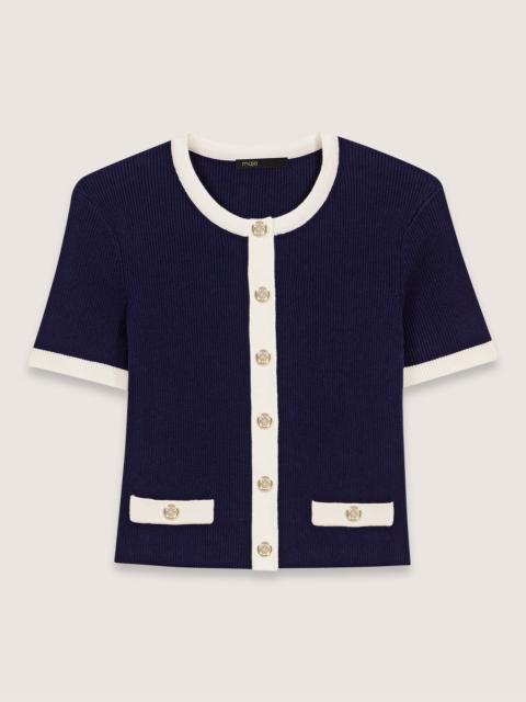 Cropped short sleeve cardigan