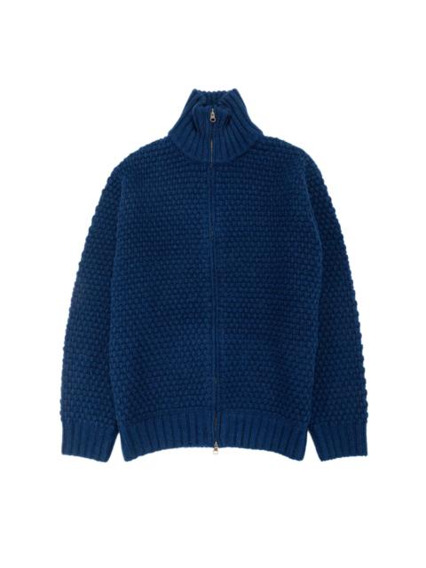 Full Zip Popcorn Pattern Navy