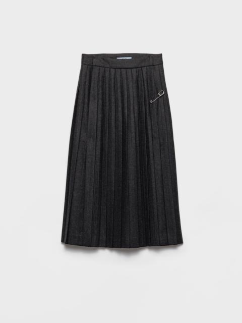 Pleated wool flannel skirt