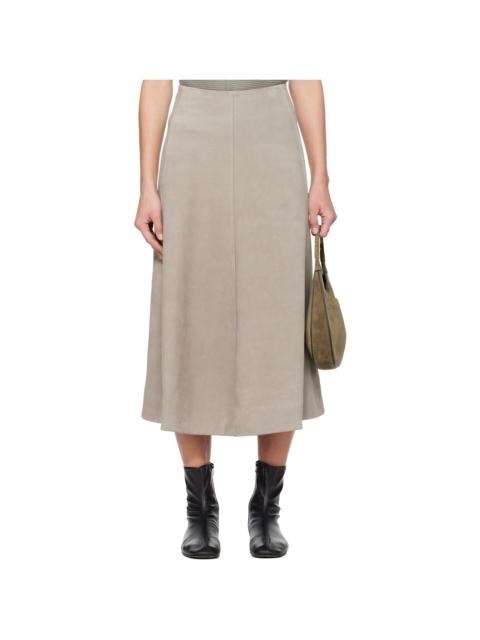 Gray Crust Suede Midi Skirt