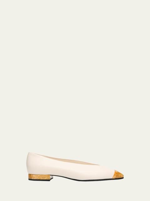 Rebecca Tipped Leather Ballerina Flats