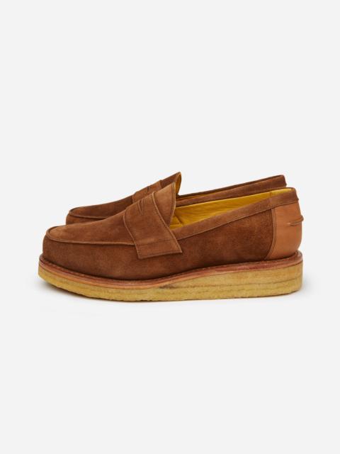 Crepe Wedge Loafer - Tan Snuff Suede