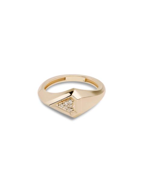 Pave Shield Signet Ring