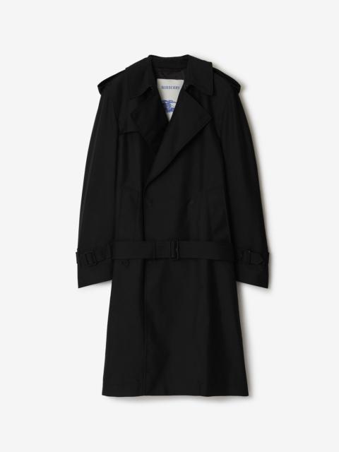 Long Silk Blend Trench Coat