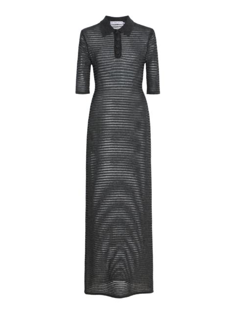 Meline Striped Wool, Cashmere and Silk Maxi Polo Dress stripe