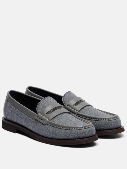 Monili leather-trimmed loafers
