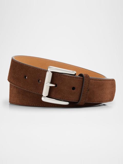 Men's Suede Roller-Buckle Belt