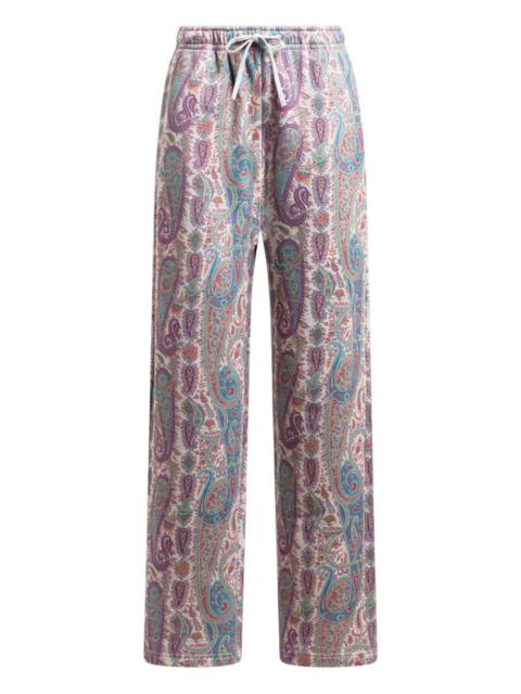 foliage-motif cotton track pants