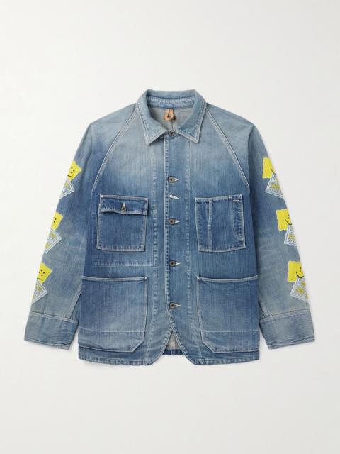 Cactus Appliquéd Denim Jacket Blue
