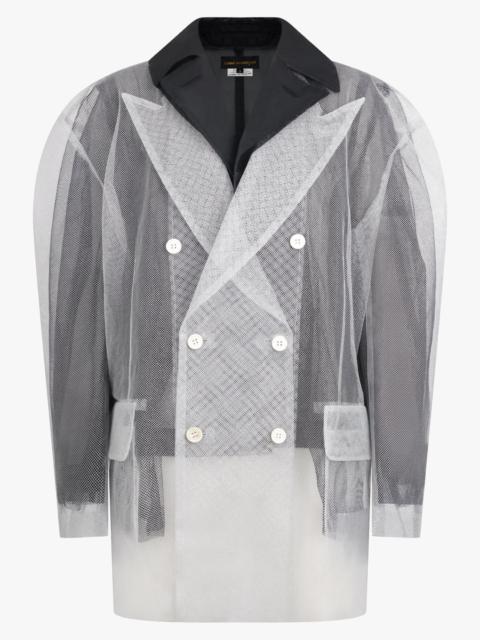 LAYERED DOUBLE BREASTED TULLE X ORGANZA JACKET | BLACK/SILVER