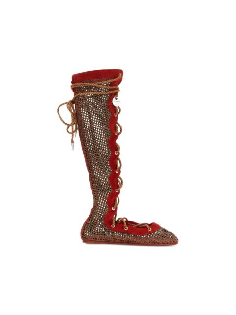 reticella mesh suede boots
