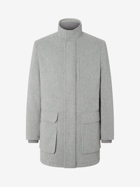 Melange grey pure wool caban coat