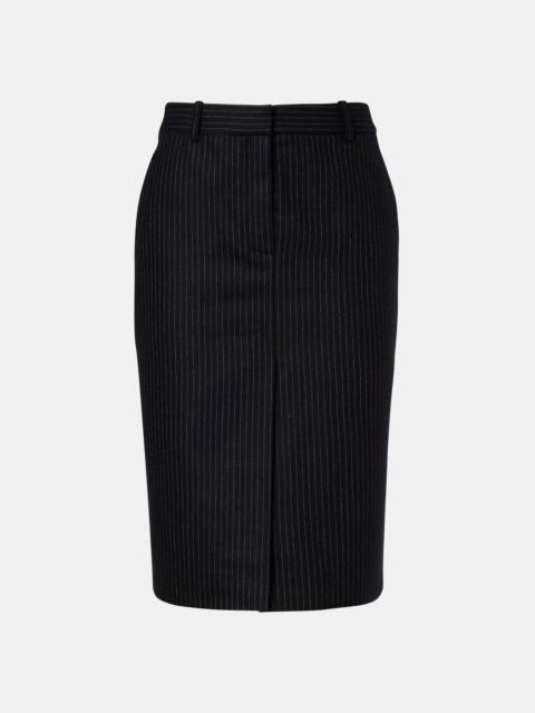 Pinstriped wool-blend pencil skirt