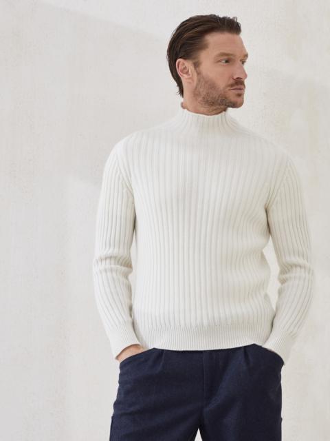 Cashmere flat rib turtleneck sweater