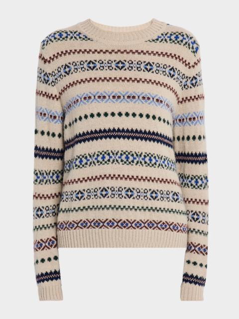 Quirite Jacquard-Knit Crewneck Sweater