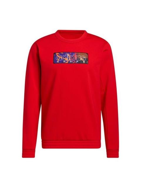 adidas Mic Gfx Crew New Year's Edition Basketball Sports Fleece Lined Round Neck Pullover Red GQ2834