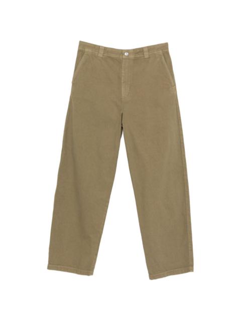 buttoned straight trousers