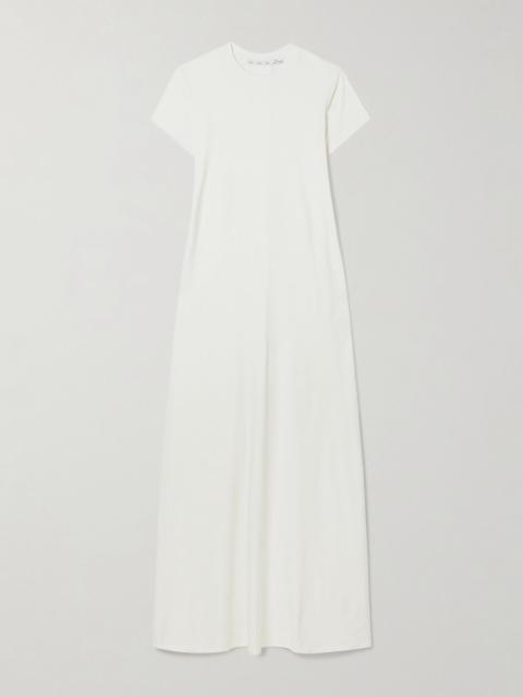 Noelle gathered cotton-blend jersey midi dress Off-white