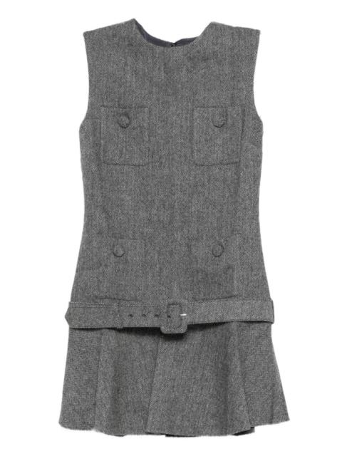 herringbone buckled mini dress