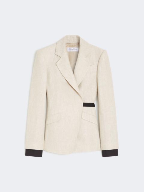 Double-breasted blazer in linen drill - SAND