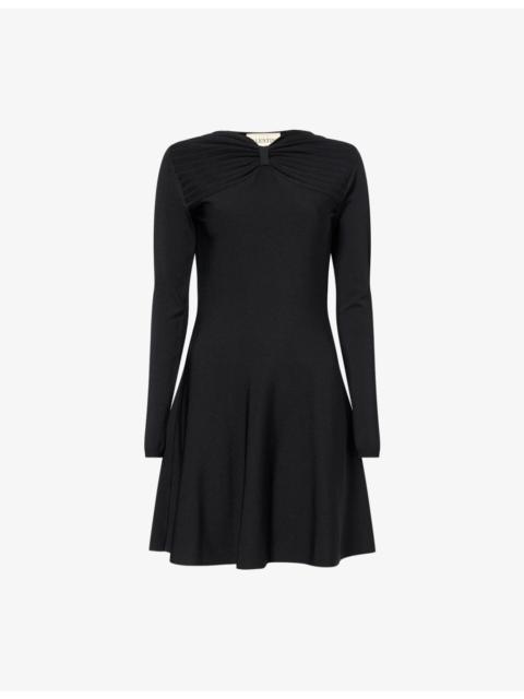 Bow Long-Sleeves Knitted Mini Dress