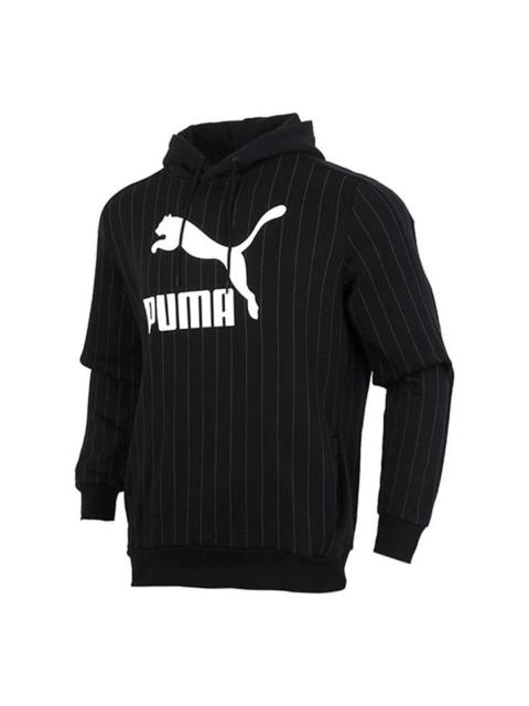 PUMA Pinstripe Aop Pullover Hoodie 'Black' 530179-01