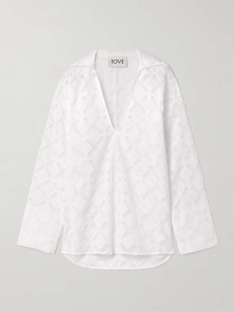 Luisa paneled gauze and voile tunic White