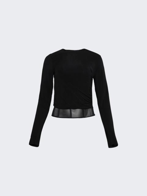 Coiled Jersey Corseted Tee Black