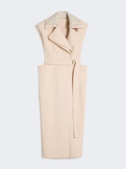 Sleeveless pure double wool coat - powder