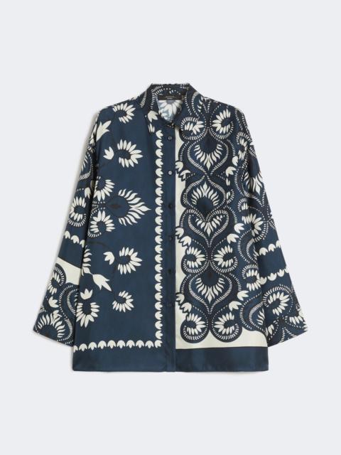 Printed silk patchwork shirt - NAVY
