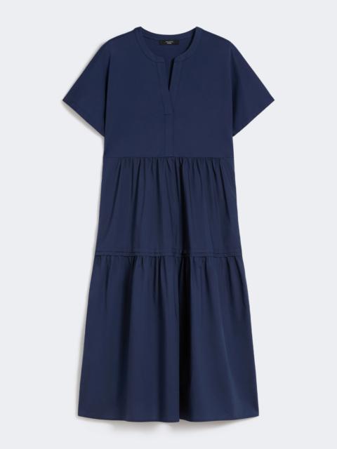 Cotton jersey flounce dress - NAVY