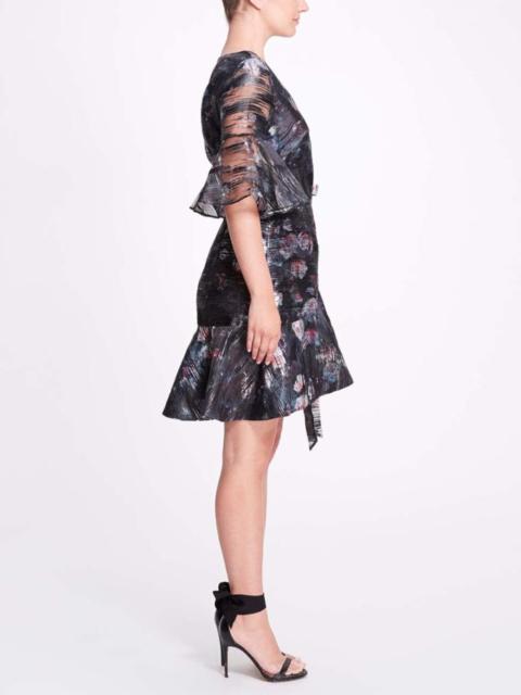 PRINTED FLORAL FIL COUPE WRAP MINI DRESS