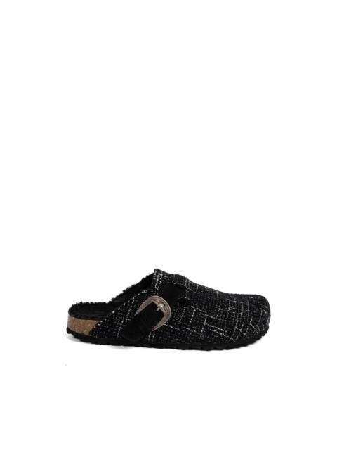 buckle pattern mules