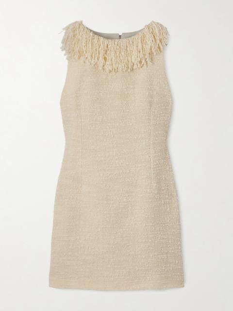Soho Fringed Wool-blend Bouclé-tweed Mini Dress
