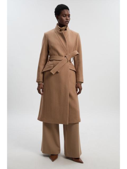 Wool Investment Notch Neck Tailored Midi Coat
