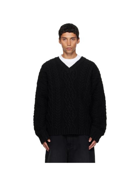 Black Cable-Knit Sweater