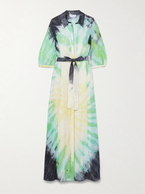 Daisy Belted Tie-dyed Cashmere, Silk And Wool-blend Maxi Dress