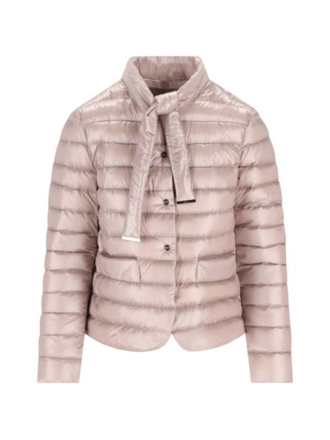 tie puffer coat