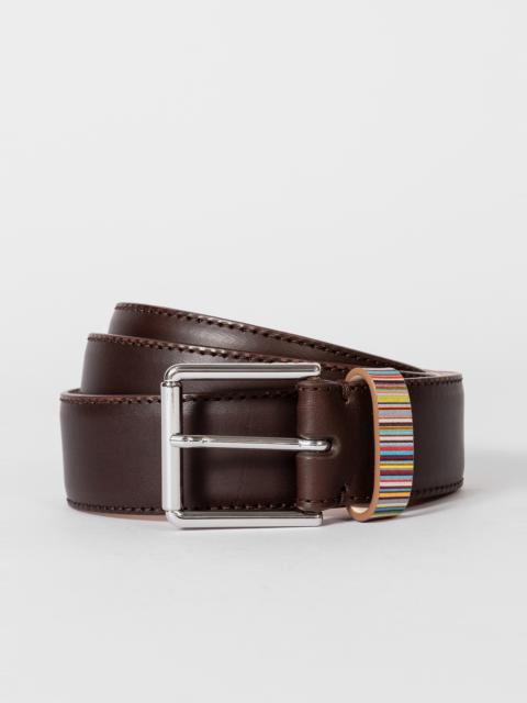 Leather Belt With 'Signature Stripe' Keeper