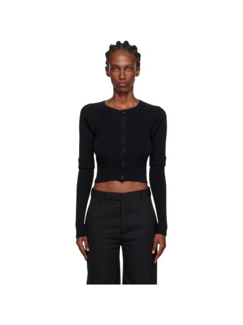 Black Double Sleeve Short Cardigan