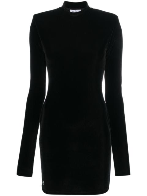 logo-plaque velvet minidress