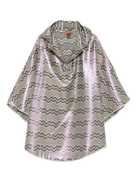 hood chevron-pattern cape