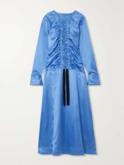 Ruched Cutout Recycled Stretch-satin Midi Dress