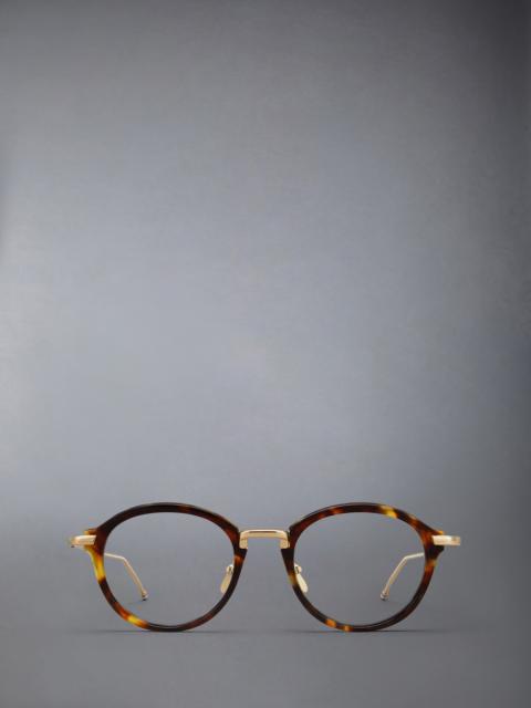 Tortoise Acetate And Titanium Round Eyeglasses