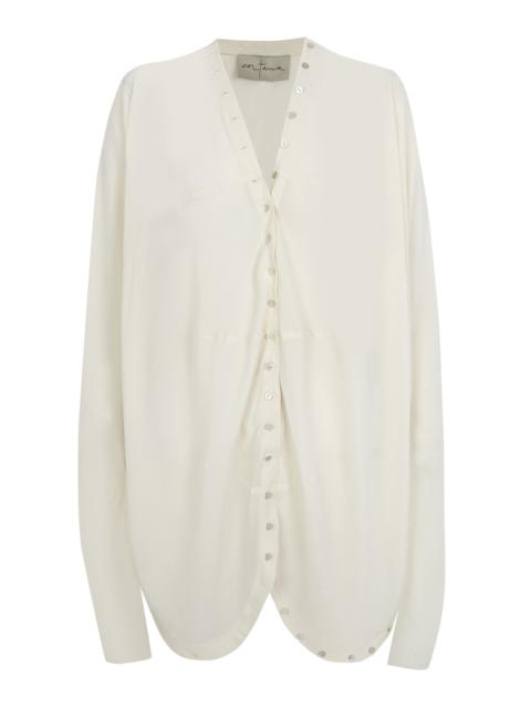Piano Silk Button-Down Shirt ivory