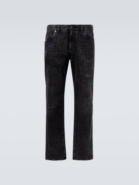 Mid-rise straight jeans