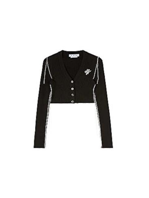 OFF-WHITE Outline Crop Cardigan Black/White