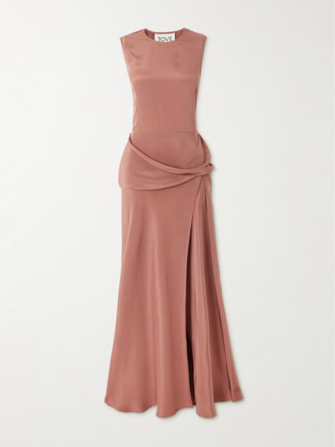 Jadi Cutout Draped Satin Maxi Dress